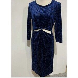 Everly Anthropologie Blue Velvet Dress Size Large Whimsygoth Open Midriff